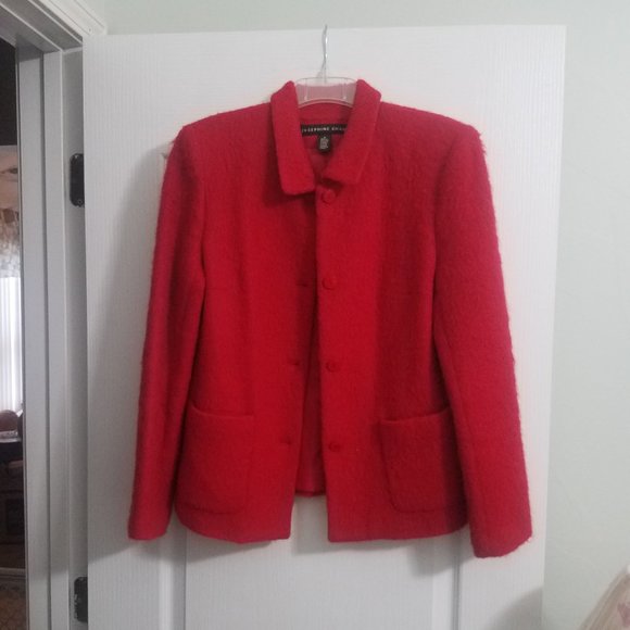 Vintage Josephine Chaus Red Mohair Wool Jacket (Size 8) EUC